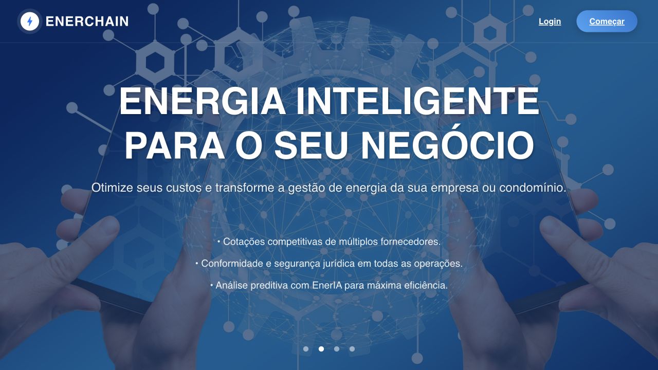 Captura da interface pública da EnerChain, produto próprio em evolução